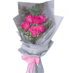 6 Pink Roses Bouquet