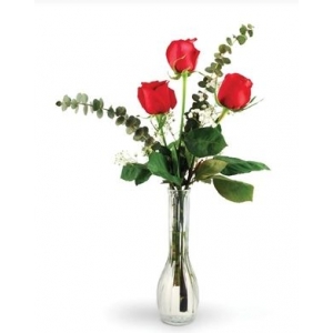 3 Red Roses in Wonderfull Vase
