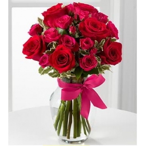 24 Red Roses in Vase