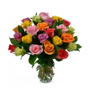 24 Mixed Roses in Vase