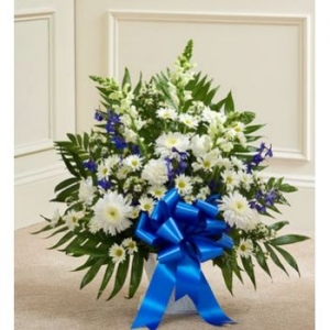 Deepest Condolences Blue and White Flowers