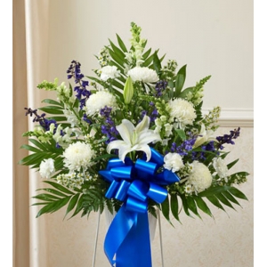 Deepest Sympathies Blue and White Flowers to Philippines