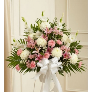 Funeral Sympathies Pink & White Arrangement to philippines