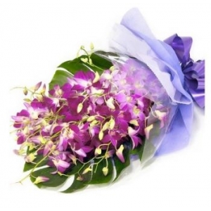12 Purple Orchids in a Bouquet