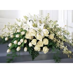 Send White Tribute Casket Flowers to Philippines