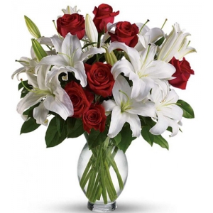 White Lilies and Red Roses