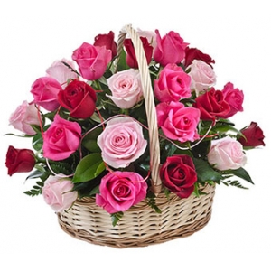 send 24 red pink roses basket to philippines