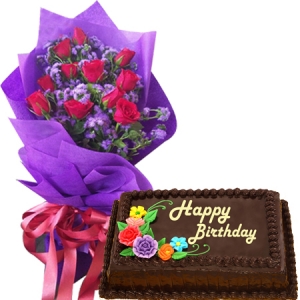 buy 12 red roses bouquet with goldilocks cake to philippines