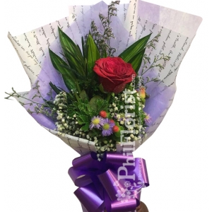 1 piece pink rose in bouquet to philippines