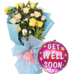 Mixed Roses with Get Well Soon