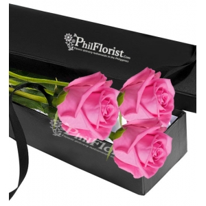 Send 3 Pcs Pink Rose in Box to Philippines