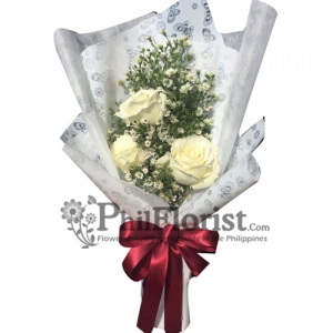 3 White Roses Bouquet