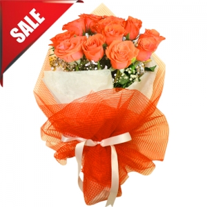 Send Valentines 12 Orange Roses Bouquet to Philippines