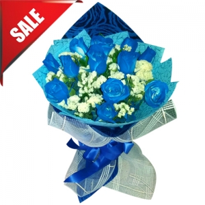 Send V-Day 12 Blue Roses Bouquet to Philippines