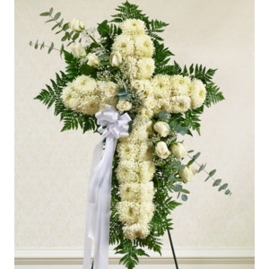 Send White Rose Standing Cross to Philippines