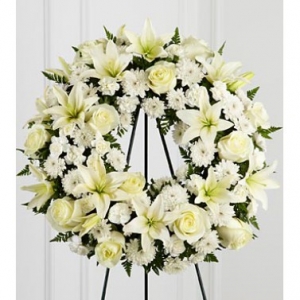 Lily Heavenly Funeral Wreath Arrangement
