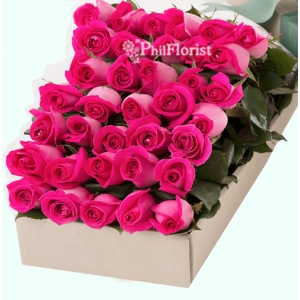 36 Pink Roses in Box To Philippines