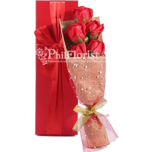 6 pcs Red Roses in Box To Philippines