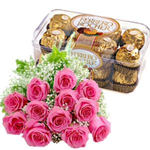 send 12 pink roses with ferrero rocher chocolate to philippines