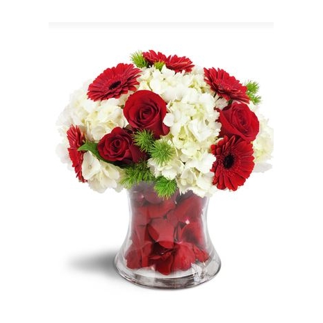 Red Roses with Seasonal Flower in Vase