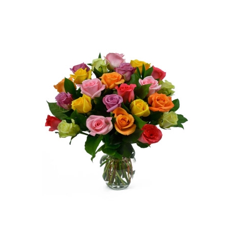 24 Mixed Roses in Vase