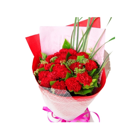 ​12 Red Carnations with Green leaves Filling