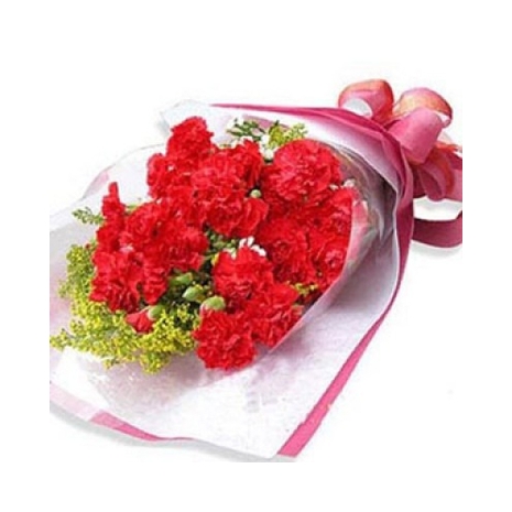 24 Red Carnations Hand Bouquet to Philippines