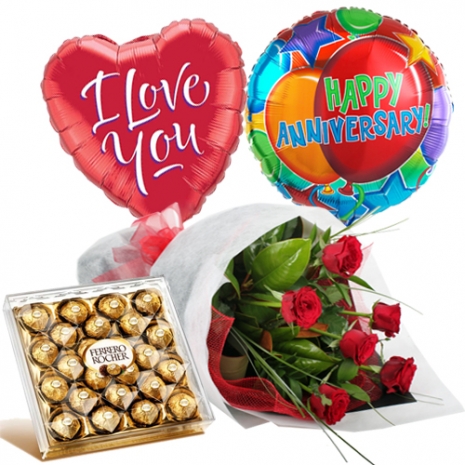 6 red roses with ferrero and balloon to philippines