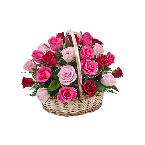 send 24 red pink roses basket to philippines
