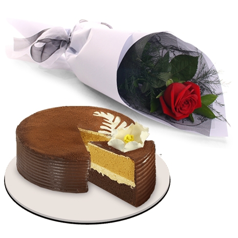 buy single rose bouquet with cake to philippines