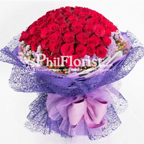 100 Red Roses in Bouquet