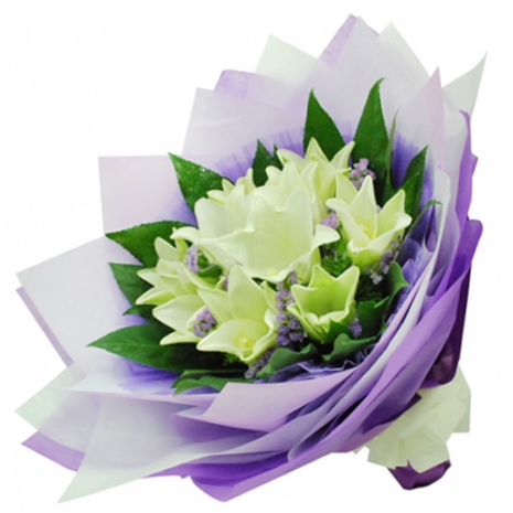 2 Stems White Lilies in a Bouquet