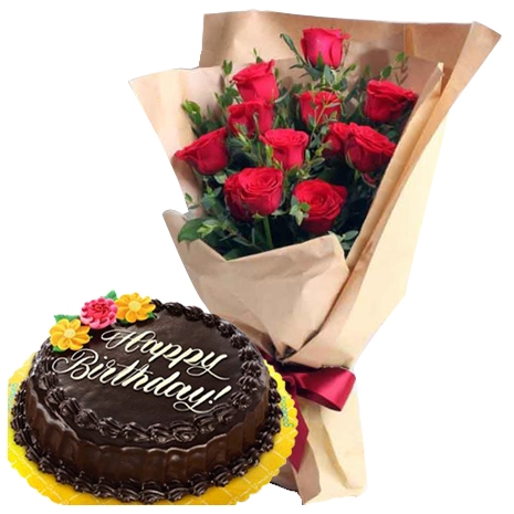 buy roses bouquet with chocolate cake to philippines