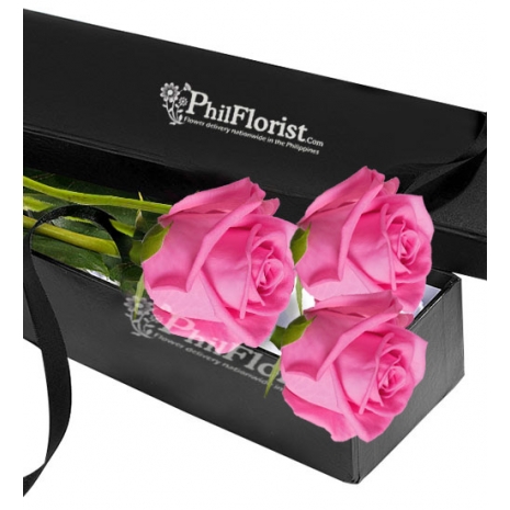 Send 3 Pcs Pink Rose in Box to Philippines
