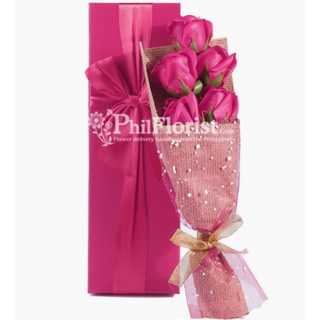 6 pcs Pink Roses in Box To Philippines