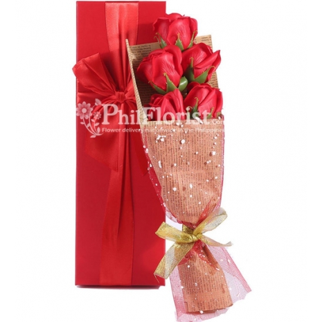 6 pcs Red Roses in Box To Philippines