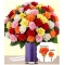 50 Red,Pink,Yellow,Orange Roses in Vase