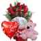 Send red rose bouquet pink bear with love you balloon to Philippines