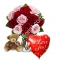 Send red & pink rose vase brown bear with love you balloon to Philippines