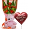 Send 6 red roses pink bear with Valentine balloon to Philippines