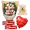 Send 18 pink roses bouquet bear kitKat chocolate with balloon to Philippines