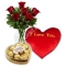 Send 6 red roses Pillow with ferrero chocolate box to Philippines