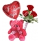 Send 3 red roses bouqet red bear With balloon to Philippines