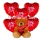 5 pcs I Love You Mylar Balloons w/ Heart Shape Bear to Philippines