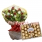 24 Red & White Roses in Bouquet w/ Ferrero Chocolate to Philippines