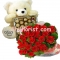 24 Red Roses,Ferrero Box w/ Teddy Bear to Philippines