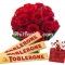 12 Red Roses Bouquet w/ Toblerone Chocolate to Philippines