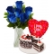 6 Blue Roses in Vase,Love Balloon with Cake to Philippines