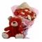 12 red and yellow color roses bouquet with red bear to philippines